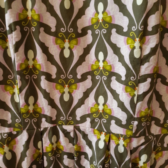 Retrolicious Small Dark Green Pink Luna Moth Retro Style Dress--FINAL PRICE - Picture 3 of 4